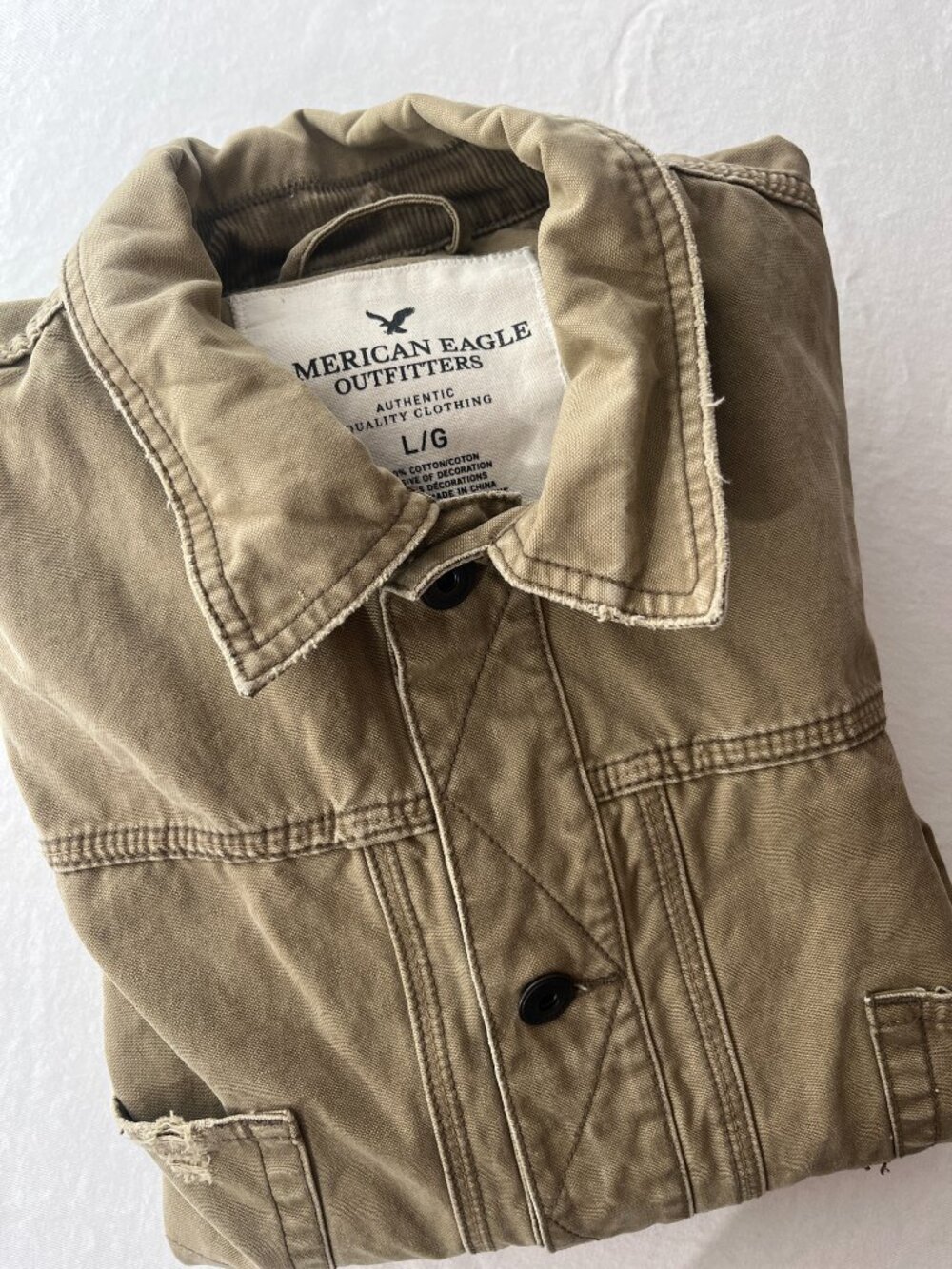 American Eagle Distressed Canvas Workwear Chore Jacket - Men's L